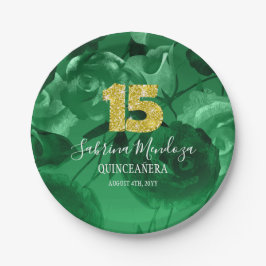 Emerald Green Quinceanera Gold #15 Paper Tellers Pappteller