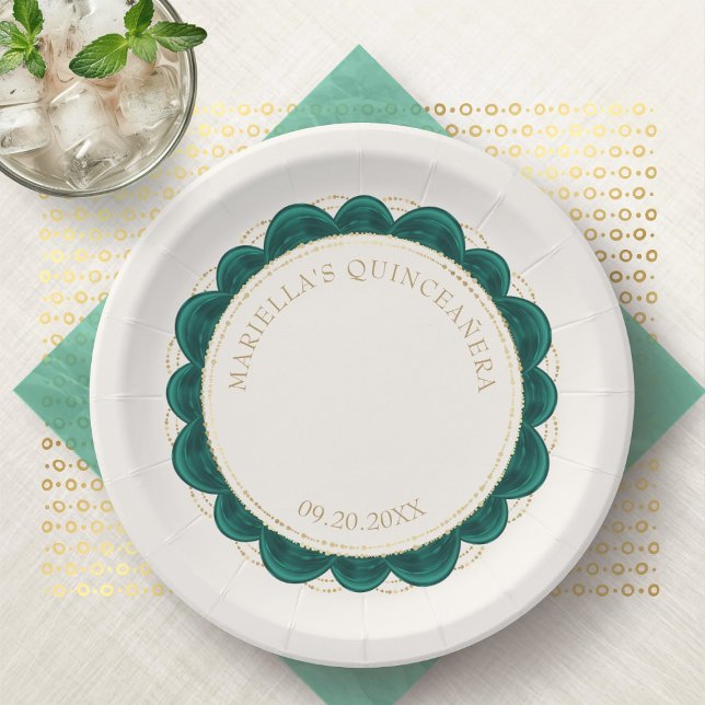 Emerald Green Quinceanera Pappteller (Von Creator hochgeladen)