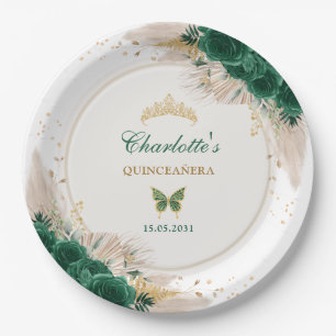 Emerald Green Quinceanera Prinzessin Miss Quince 1 Pappteller