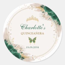 Emerald Green Quinceanera Prinzessin Miss Quince 1 Runder Aufkleber