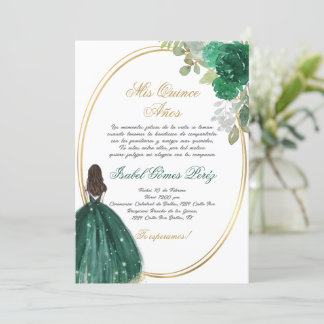 Emerald green Quinceanera Silhouette Einladung