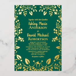 Emerald Green Real Gold Foil Blues Hochzeit Folieneinladung
