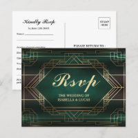 Emerald Green Roaring 20s Wedding RSVP