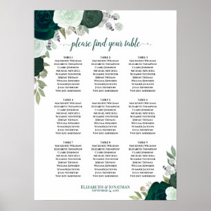 Emerald Green Rose 9 Tabelle Hochzeitstabelle Poster