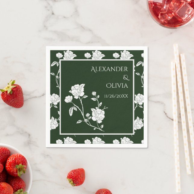 Emerald Green Rose Brautparty Napkins Serviette (Beispiel)