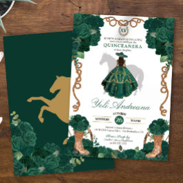 Emerald Green Rose Charro Vestidos Quinceañera Einladung