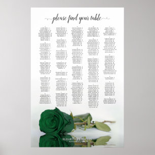 Emerald Green Rose Chic Alphabetic Seekarte Poster