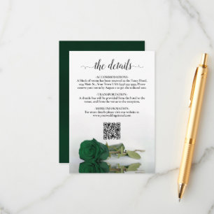 Emerald Green Rose Elegante Wedding Details QR Cod Begleitkarte