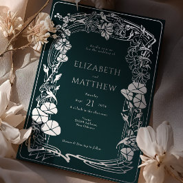 Emerald Green Rose Gold Floral Wedding Folieneinladung