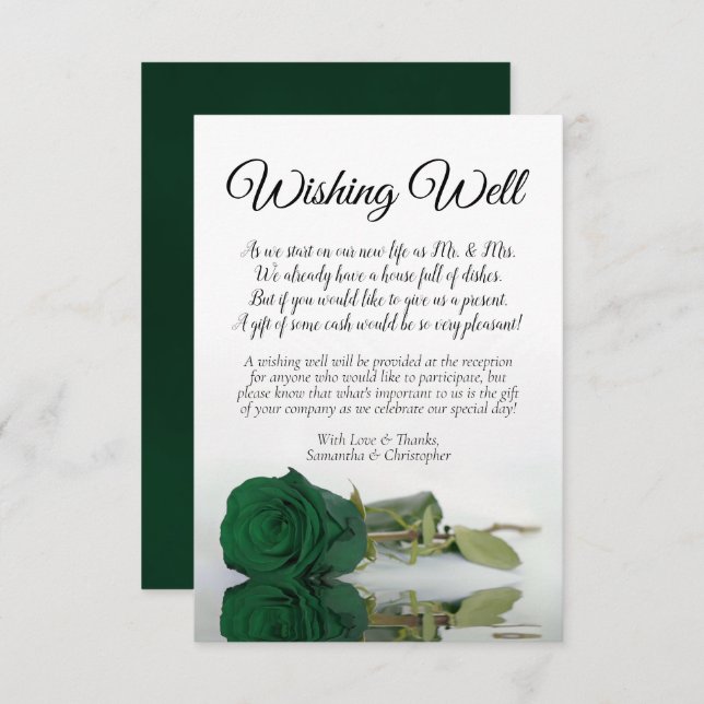 Emerald Green Rose Hochzeit wünscht gutes Gedicht Begleitkarte (Vorne/Hinten)