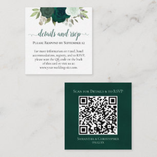 Emerald Green Rose Hochzeitdetails & UAWG QR-Code Begleitkarte