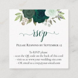 Emerald Green Rose Hochzeiten RSVP QR Code Begleitkarte