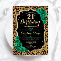Emerald Green Rose Leopard Print 21. Geburtstag