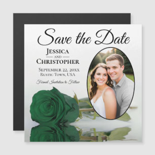 Emerald Green Rose Save the Date Foto Magnet