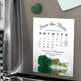 Emerald Green Rose Save the Date Kalender Magnet