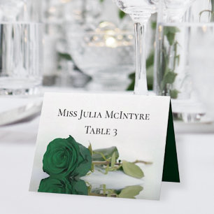 Emerald Green Rose Wedding DIY Fold Platzkarte Tischnummer
