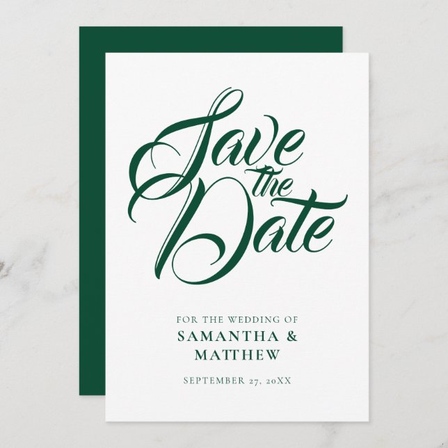 Emerald Green Rustic Save the Date Einladung (Vorne/Hinten)