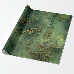 Emerald Green Rustic Steampunk Clock (10) Geschenkpapier