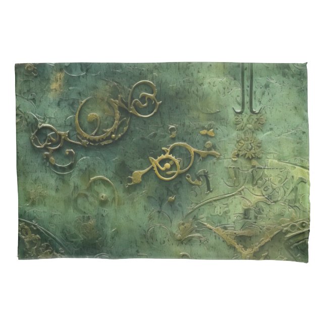 Emerald Green Rustic Steampunk Clock (10) Kissenbezug (Vorderseite-Links)