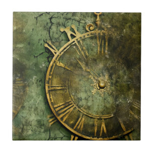 Emerald Green Rustic Steampunk Clock (12) Fliese