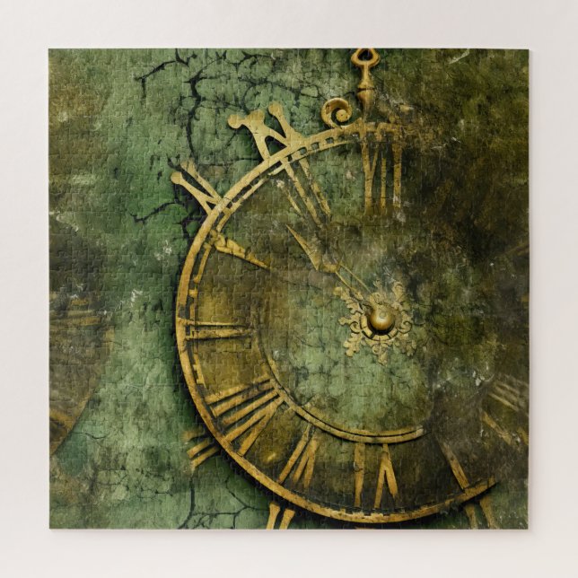 Emerald Green Rustic Steampunk Clock (12) Puzzle (Vertikal)