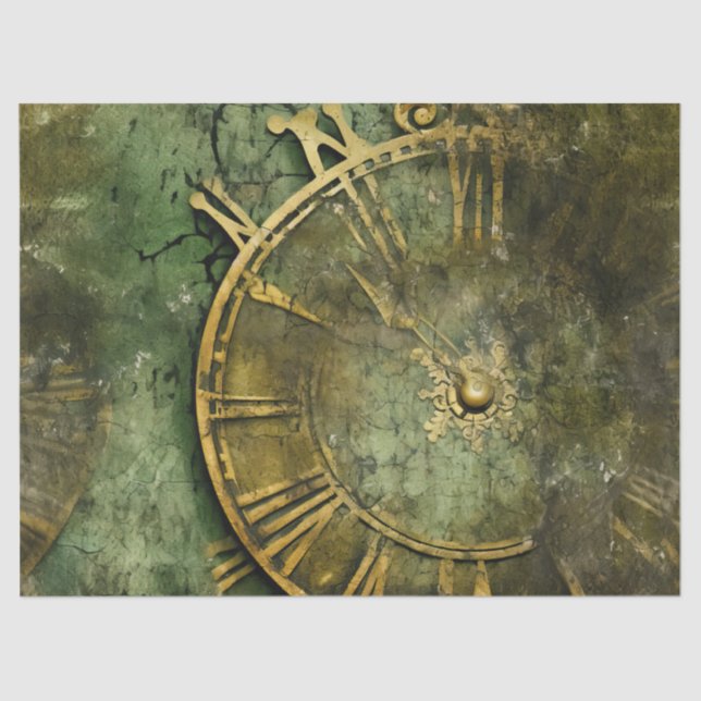 Emerald Green Rustic Steampunk Clock (12) Seidenpapier (Vorderseite)