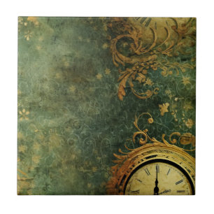 Emerald Green Rustic Steampunk Clock (6) Fliese