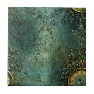 Emerald Green Rustic Steampunk Clock (8) Fliese