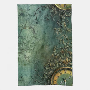 Emerald Green Rustic Steampunk Clock (8) Geschirrtuch