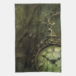 Emerald Green Rustic Steampunk Clock (9) Geschirrtuch