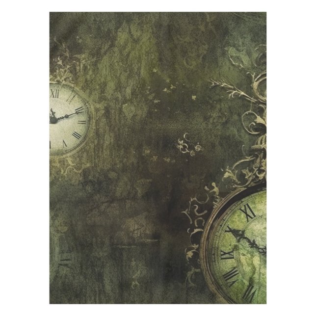Emerald Green Rustic Steampunk Clock (9) Tischdecke (Vorderseite)