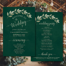 Emerald Green & Sage Blätter Budget Hochzeitsprogr