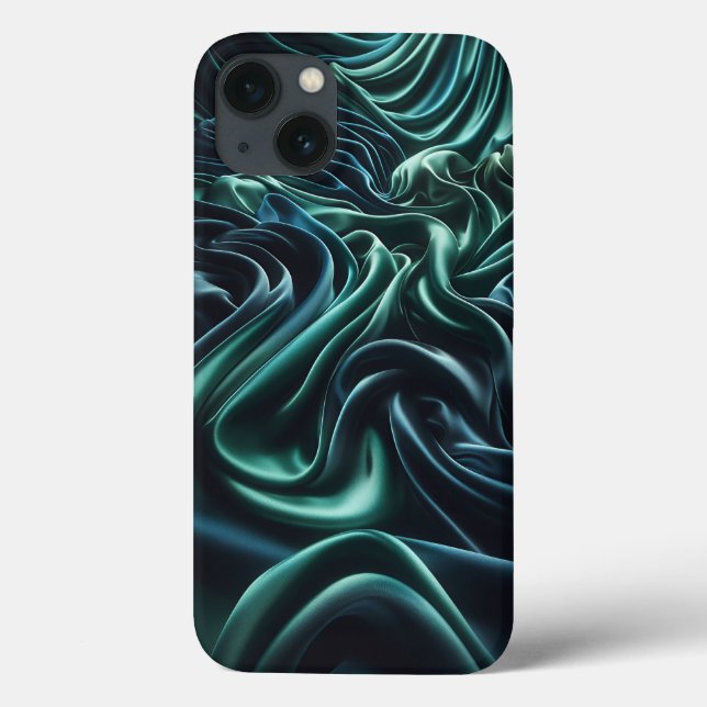 Emerald Green Satin Waves Phone Case - Luxury Silk (Rückseite)