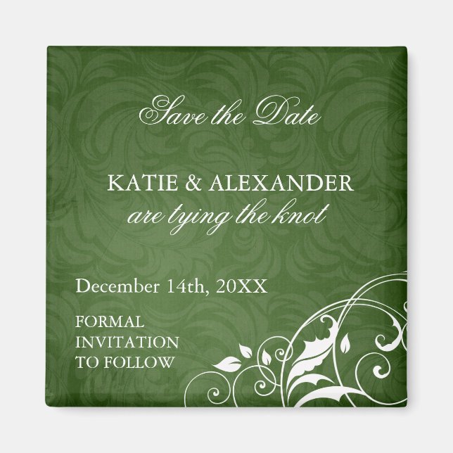 Emerald Green Save the Date Wedding Magnet (Vorne)