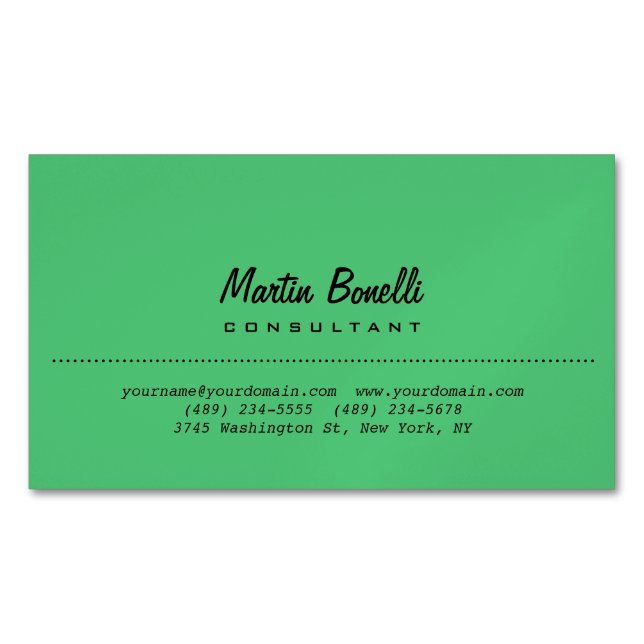 Emerald Green Schlicht Calligraphy Name Custom Magnetische Visitenkarte (Vorderseite)