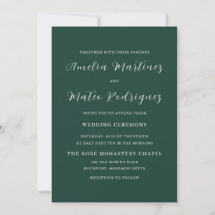 Emerald Green Script Modern Wedding Einladung