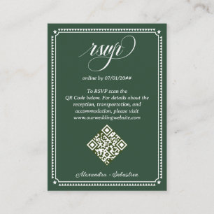 Emerald Green Script Online UAWG QR Code Hochzeit Begleitkarte