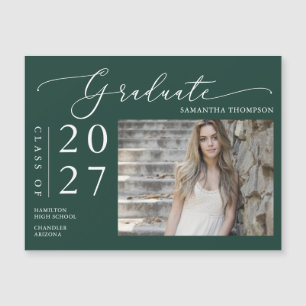 Emerald Green Script School Graduate Foto Magnet