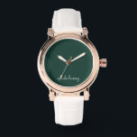 Emerald Green Script | Stilvolle Monogram Modern Armbanduhr<br><div class="desc">Ein einfaches, individuelles Monogramm-Design in lässiger Handschrift in auffallendem einfarbigem smaragdgrün und weiß. Das Monogramm kann leicht personalisiert sein, um ein Design so einzigartig wie Sie sind zu machen! Das perfekte trendige Geschenk oder Accessoire für jeden Anlass.</div>