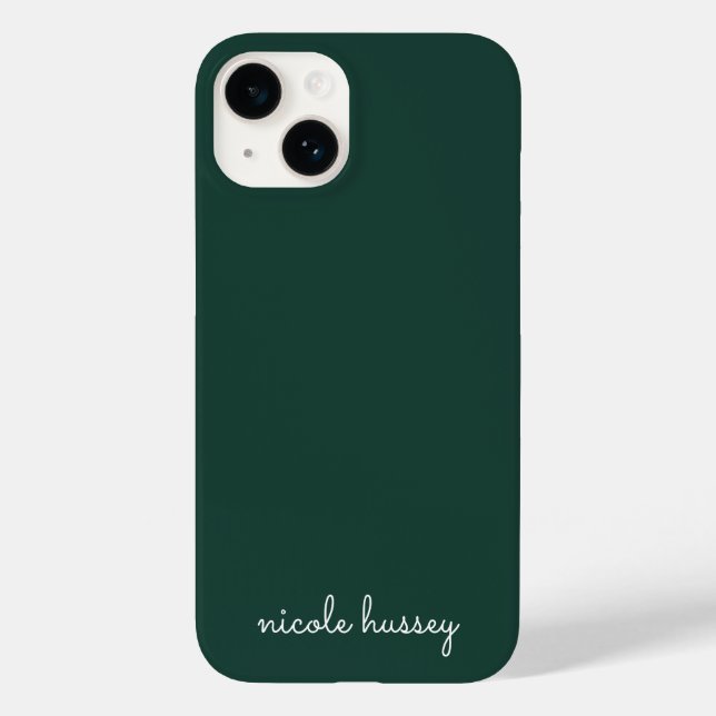 Emerald Green Script | Stilvolle Monogram Modern Case-Mate iPhone Hülle (Rückseite)