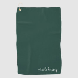 Emerald Green Script | Stilvolle Monogram Modern Golfhandtuch