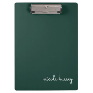 Emerald Green Script   Stilvolle Monogram Modern Klemmbrett