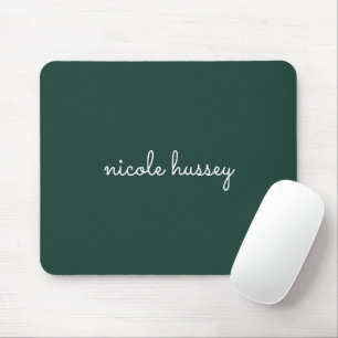 Emerald Green Script   Stilvolle Monogram Modern Mousepad