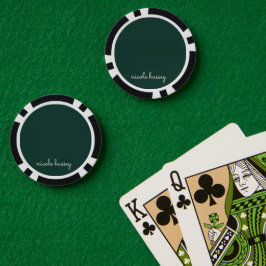 Emerald Green Script | Stilvolle Monogram Modern Pokerchips