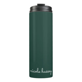 Emerald Green Script | Stilvolle Monogram Modern Thermosbecher