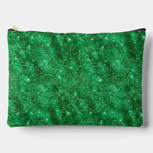 Emerald Green Sequin Pattern Zubehörtasche (Vorderseite)