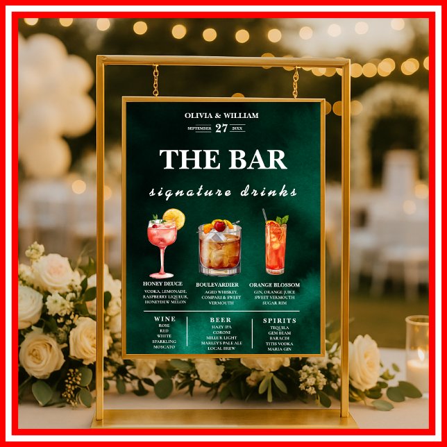 Emerald Green Signature Drinks Bar Poster (Von Creator hochgeladen)