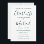 Emerald Green Signature Script Wedding Einladung<br><div class="desc">Diese elegante Hochzeitseinladung mit ihren charakteristischen Stilnamen kann mit Ihren Informationen in eleganter smaragdgrüner Schrift personalisiert werden. Entwickelt von Thisisnotme©</div>
