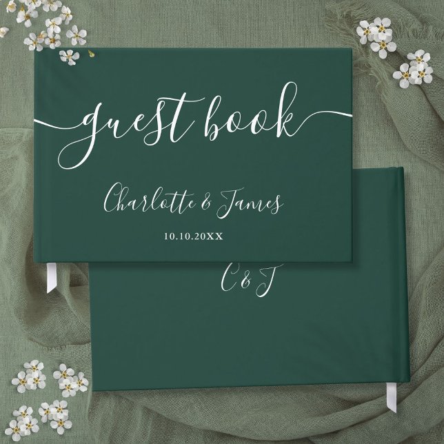 Emerald Green Signature Script Wedding Gästebuch (Emerald Green Signature Script Wedding Guest Book)
