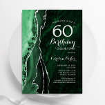 Emerald Green Silver Agate 60. Geburtstag Einladung<br><div class="desc">Smaragdgrün und silber agate 60. Geburtstagsfeier Einladung. Elegantes modernes Design mit Aquarellfarben-marmorgeode Hintergrund,  Imitate Glitzer Silber und Typografie Skript-Schriftart. Die trendige Einladungskarte eignet sich perfekt für eine stilvolle Damenfeier. Gedruckte Zazzle Einladungen oder Sofortdownload digitalen druckbaren Vorlage.</div>